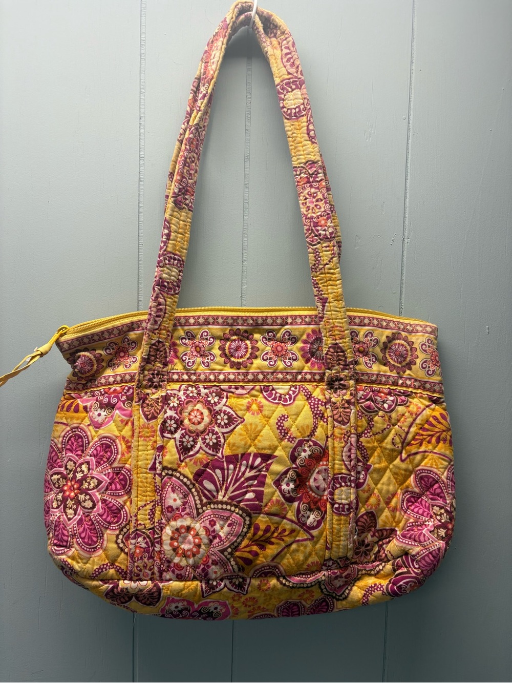 Vera Bradley Quilted Floral Tote in Yellow & Pink